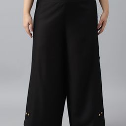 W Women Plus Size Flared Fit Casual Trousers-image-75