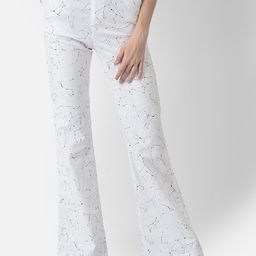Crimsoune Club Women White Floral Relaxed Flared Trousers-image-20