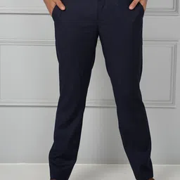 JOHN WATSON Men Comfort Mid-Rise Button Flat-Front Cotton Formal Trouser-image-76