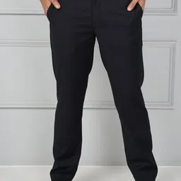 JOHN WATSON Men Comfort Mid-Rise Button Flat-Front Cotton Formal Trouser-image-73