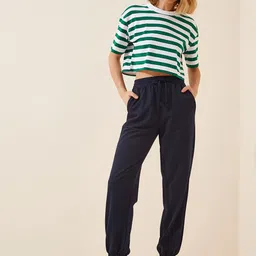 Happiness istanbul Women Regular Fit Plain Cotton Joggers-image-73