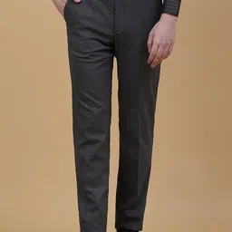 Greenfibre Men Mid-Rise Zip Flat-Front Plain Slim Fit Formal Trouser-27