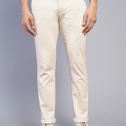 Greenfibre Men Mid-Rise Zip Flat-Front Plain Cotton Slim Fit Trouser-image-80
