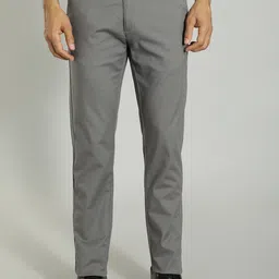 Indian Terrain Men Brooklyn Cotton Slim Fit Formal Trousers-image-86