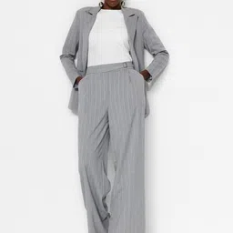 Trendyol Women Regular Fit Striped Mid-Rise Parallel Trousers-image-33