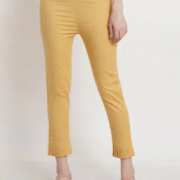 Popwings Women Smart Cotton Cropped Cigarette Trousers-image-35