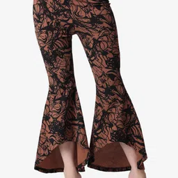 Popwings Women Printed Flared High-Rise Trouser-image-25