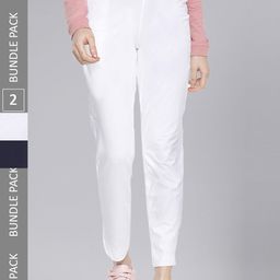 Dollar Missy Women Pack Of 2 Mid-Rise Relaxed Tapered Fit Wrinkle Free Trousers-image-53