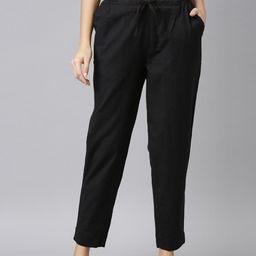Go Colors Women Black Tapered Fit Trousers-image-61