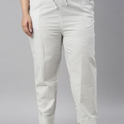 Go Colors Women White Tapered Fit Trousers-picture-13