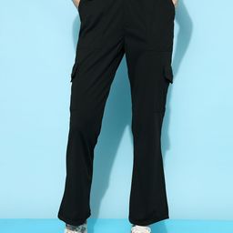 FITHUB Women Straight Fit High-Rise Cargos Trousers-image-92