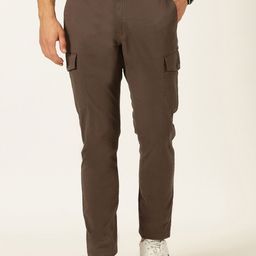 Mast & Harbour Men Charcoal Smart Easy Wash Cargos Trousers-image-7