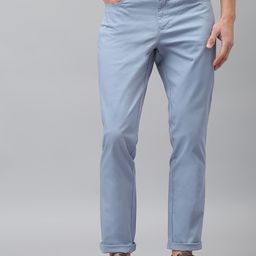 Thomas Scott Men Blue Solid Slim Fit Easy Wash  Sustainable Chinos Trousers-image-32