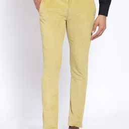 KLOTTHE Men Yellow Tailored Slim Fit Easy Wash Chinos Trouser-image-60