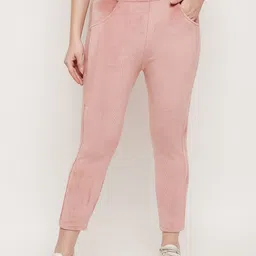 Camey Women Relaxed Slim Fit Mid-Rise Non Iron Corduroy Cropped Trousers-image-63