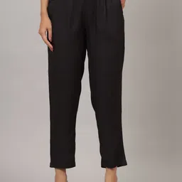 CRAFTED FOR YOU Women Cropped Pleated Trousers-image-82