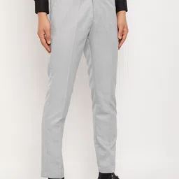 VEI SASTRE Men Smart Mid Rise Plain Slim Fit Formal Trousers-picture-55