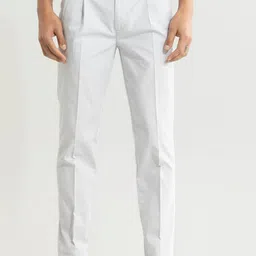 Snitch Men Grey Smart Slim Fit Cotton Formal Trousers-image-51