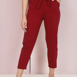BUY NEW TREND Women Maroon Comfort Slim Fit Peg Trousers-image-32