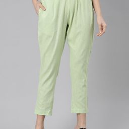 Marcia Women Smart Slim Fit Mid-Rise Pure Cotton Trousers-image-61