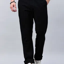 Style Quotient Men Black Smart Mid-Rise Slim Fit Trousers-image-63