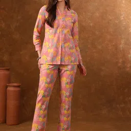 Anouk Printed Pure Cotton Top with Trousers-image-53