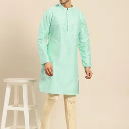 Amodh by Kisah Men Blue Kurta with Trousers-image-11