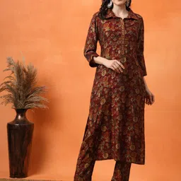 Anouk Floral Printed Regular Kurta with Trousers image 4