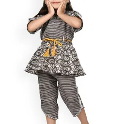BAESD Girls Ethnic Motifs Printed Regular Kurta with Trousers-picture-14