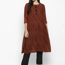 VAABA Women Maroon Ethnic Motifs Printed  Kurta with Trousers-picture-15