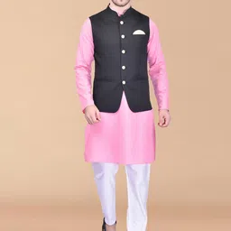PRINTCULTR Mandarin Collar Pure Cotton Kurta With Trousers-image-61