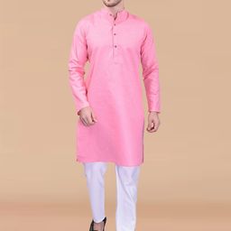 PRINTCULTR Band Collar Pure Cotton Straight Kurta With Trouser-image-29