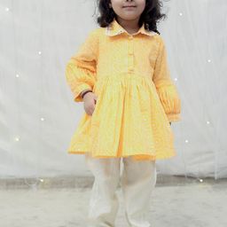 Fayon Kids Girls Floral Printed Regular Pure Cotton Kurta with Trousers-picture-19