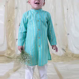 Tiber Taber Infants Striped Pure Cotton Regular Kurta with Trousers-28