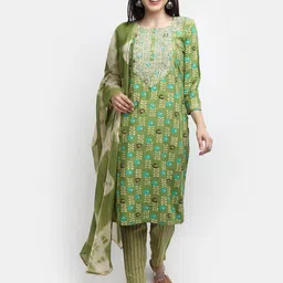 V-Mart Floral Printed Thread Work Regular Kurta with Trouser image 1