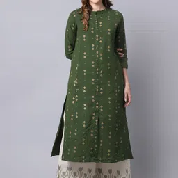 Pistaa Women Green Printed Kurta with Palazzos-picture-23