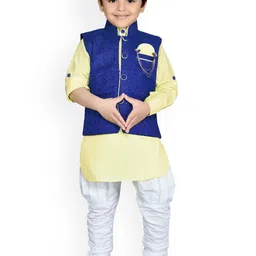 Aj DEZInES Boys Yellow Kurta with Trousers-image-11