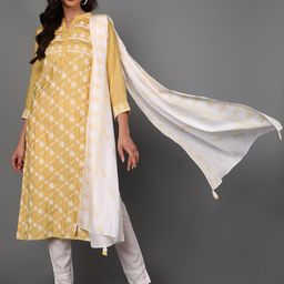 AHIKA Women Yellow Ethnic Motifs Printed Kurta with Trousers-image-66