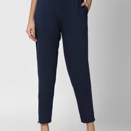 Van Heusen Woman Women Navy Blue Solid Trousers-picture-47