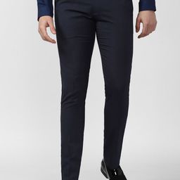 Peter England Men Navy Blue Slim Fit Trousers-image-15