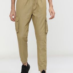 KETCH Men Brown Cargos Trousers-image-12