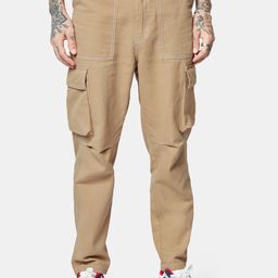 The Souled Store Men Beige Pure Cotton Cargos Trousers-image-19