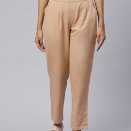 NeshamaKurti Women Pleated Cotton Regular Fit Trouser-image-57