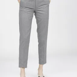 Tokyo Talkies Women Grey Checked Trousers-image-97