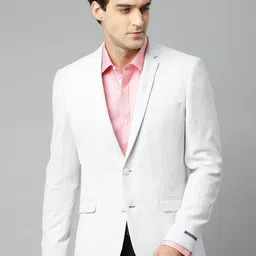 Louis Philippe Sport Men Grey & White Regular Fit Self-Design Formal Blazer-picture-4