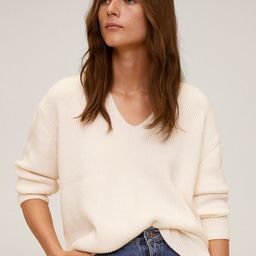 MANGO Women Cream-Coloured Ribbed Pullover-image-61