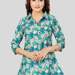 Saree Swarg Floral Printed Mandarin Collar A-Line Kurti-image-33