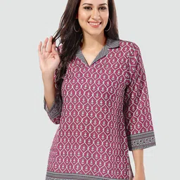 Saree Swarg Ethnic Motifs Printed Shirt Collar Kurti-picture-29