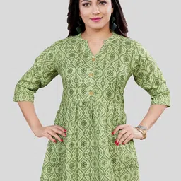 Saree Swarg Floral Printed Mandarin Collar A-Line Kurti-image-86