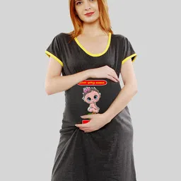 SillyBoom Graphic Printed Scoop Neck Maternity T-shirt Dress-picture-49